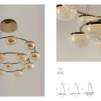 Modern Minimalist Light Luxury Circular Glass Chandelier Hotel Bedroom Transparent Ball Glass Chandelier