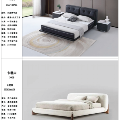 Modern Luxury King-Size Solid Wood Double Bed with Genuine Leather Cabinet Upholstered Bed Set for Bedroom Home Furniture