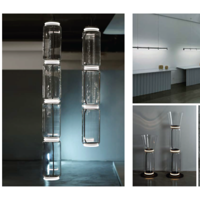 Contemporary Designer Modern Minimalist Glass Floor Lamp with LED Light Source for Living Room or Bedroom