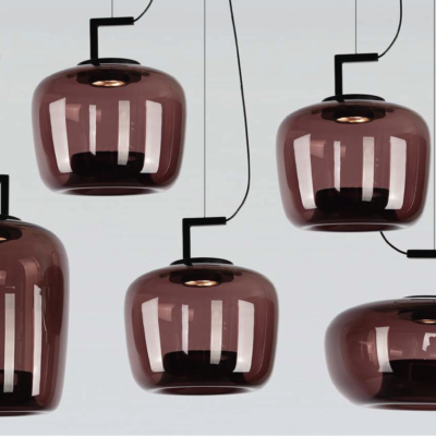 Minimalist Indoor Living Kitchen Decoration Led Chandeliers Handmade Blown Amber Glass Hanging Pendant Light