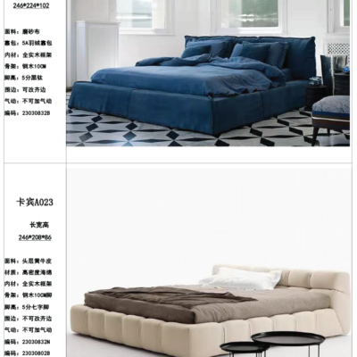 Luxury Royal Blue Modern Bedroom Furniture Double Queen Sizes Extendable Soft Bed Minimalist Loft Design Smart Wedding Woode