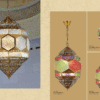 Stained Glass Pendant Lights and Shadow Pattern Copper Chandelier Decorative Islam Hotel Hall Hanging Lamps
