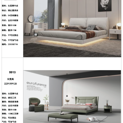 Leather modern simple double bed master bedroom light luxury soft package wedding bed net red lamp with bed