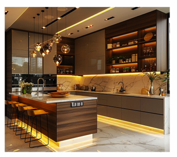 Wood High Gloss White Lacquer Kitchen Cabinets